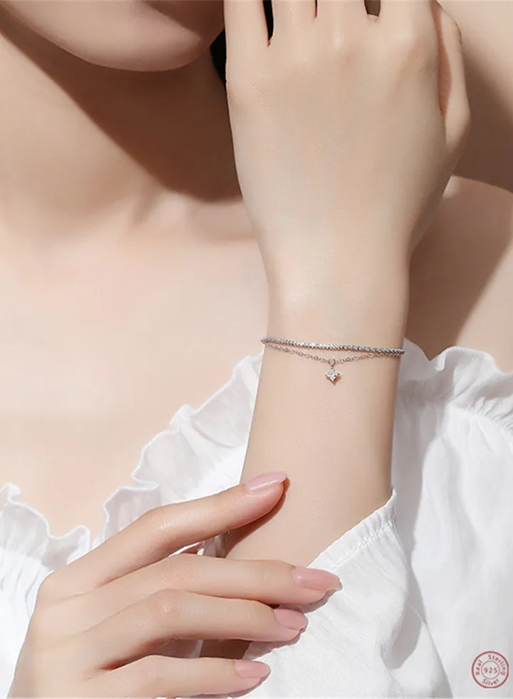 A full-body 925 silver shiny bracelet gift box, fashionable and generous, valentine's saving gift, temperament, versatile girl