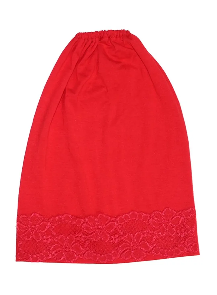 Crochet Border Inner Tube Hijab Red