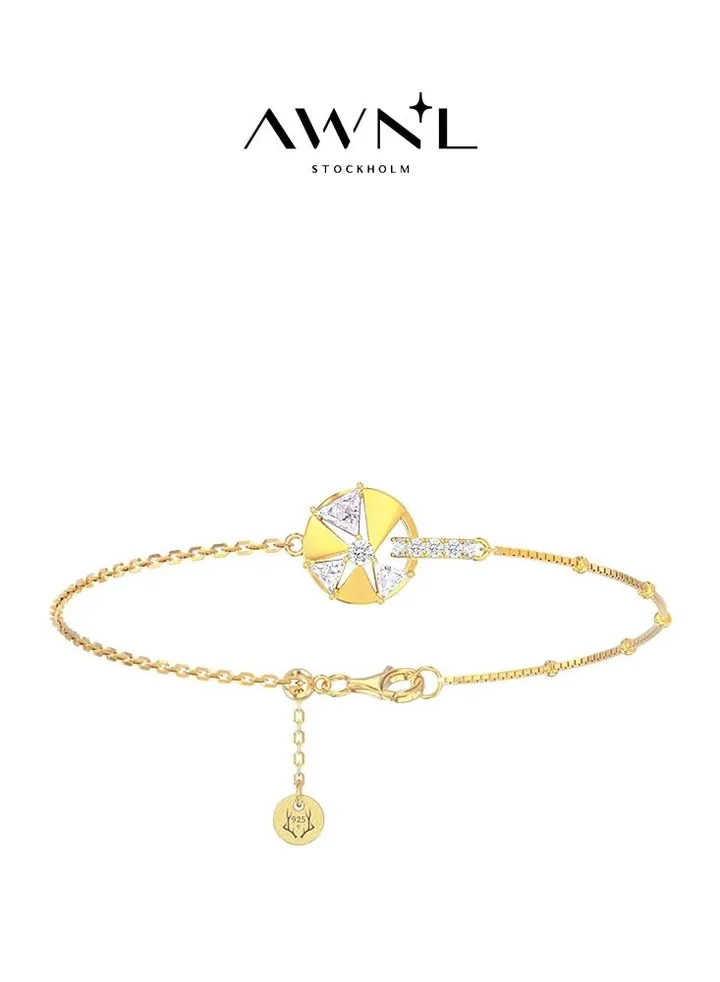 AWNL Women's Bracelet With CZ Diamond Sterling Silver Scandinavian Cardamom Flower Charm Gift for Women Wife Girlfriend