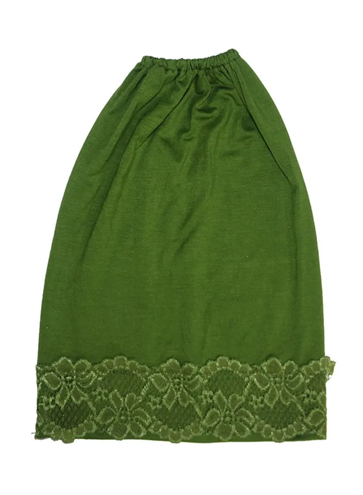 Crochet Border Inner Tube Hijab Green