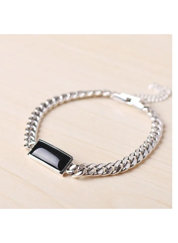 925 sterling silver bracelet with black stone