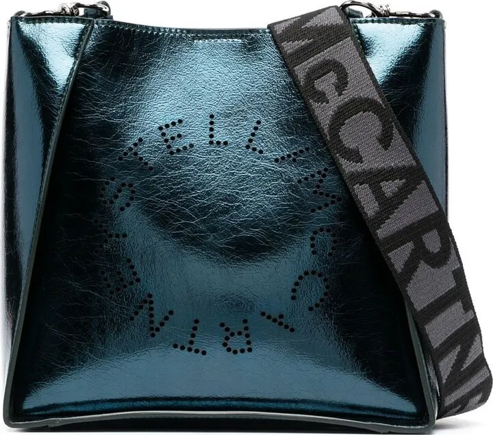 Perforated-Logo Metallic Crossbody Bag