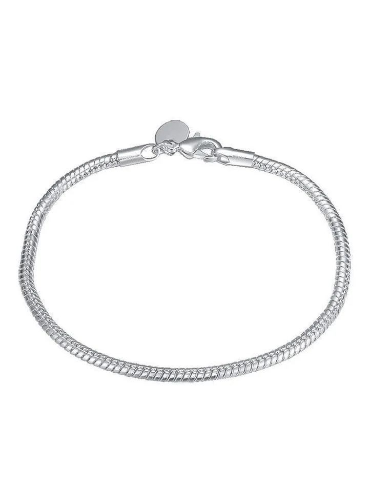 Snake Chain Round Charm Bracelet