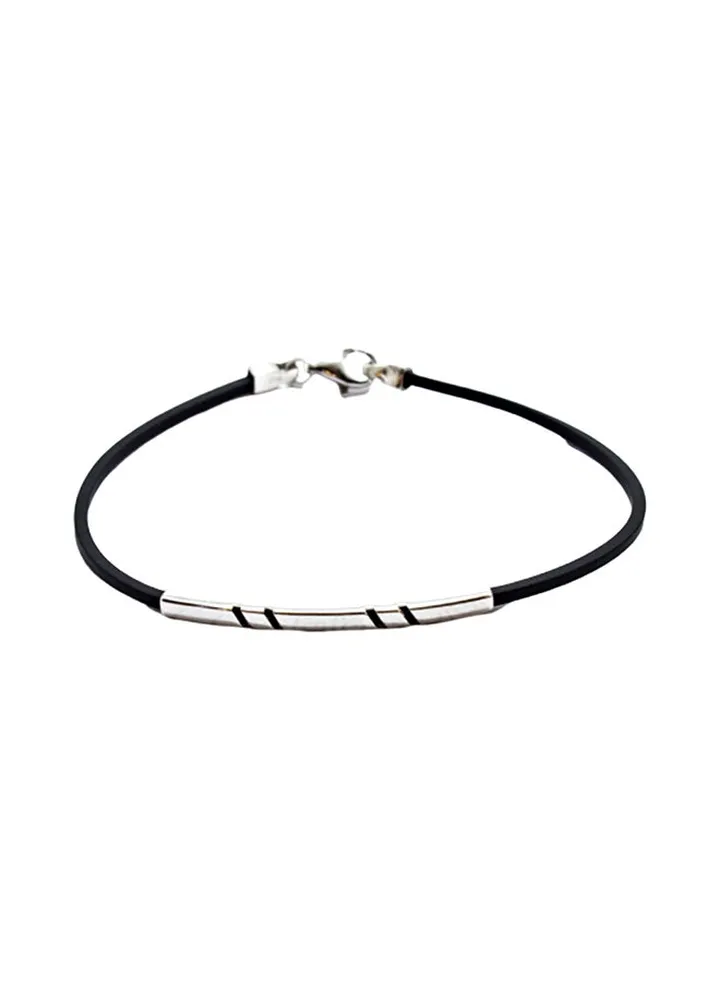 Pure 925 Sterling Silver Rubber Bracelet