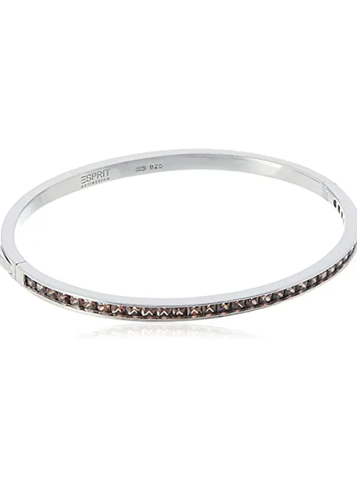 Collection ELRG91632 A180 Women"s Bracelet 925 Sterling Silver Rhodium Plated Glass Zirconia ELBA91038C600 perseus Angular Autumn Brown