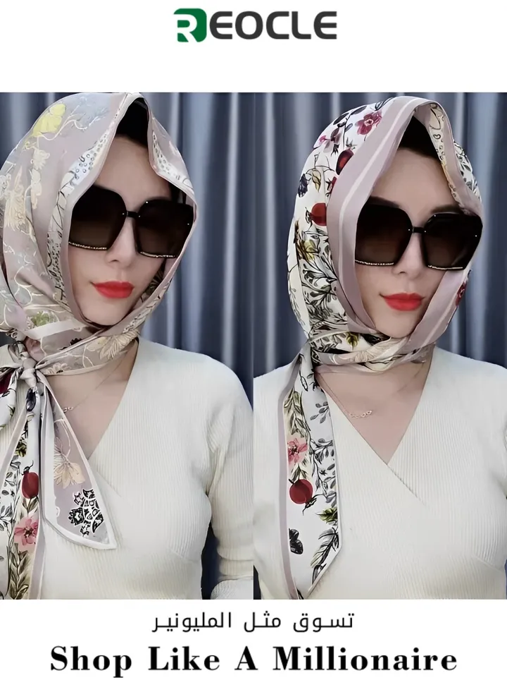 Women's Turbans with Double Sided Sun Protection Turban Head Wraps Soft One Piece Hijab Long Turban Full Head Scarf Mulberry Silk Sunscreen Visor