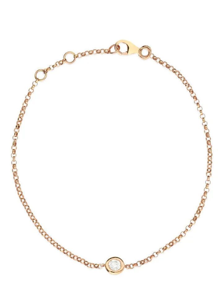 18K Gold Elegant Diamond Stud Chain Bracelet