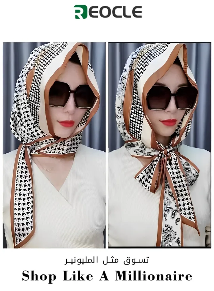 Women's Turbans with Double Sided Sun Protection Turban Head Wraps Soft One Piece Hijab Long Turban Full Head Scarf Mulberry Silk Sunscreen Visor