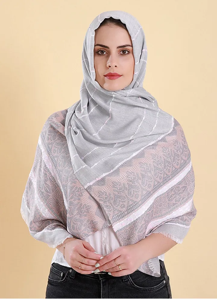 Essential Hijab Grey/Pink/White
