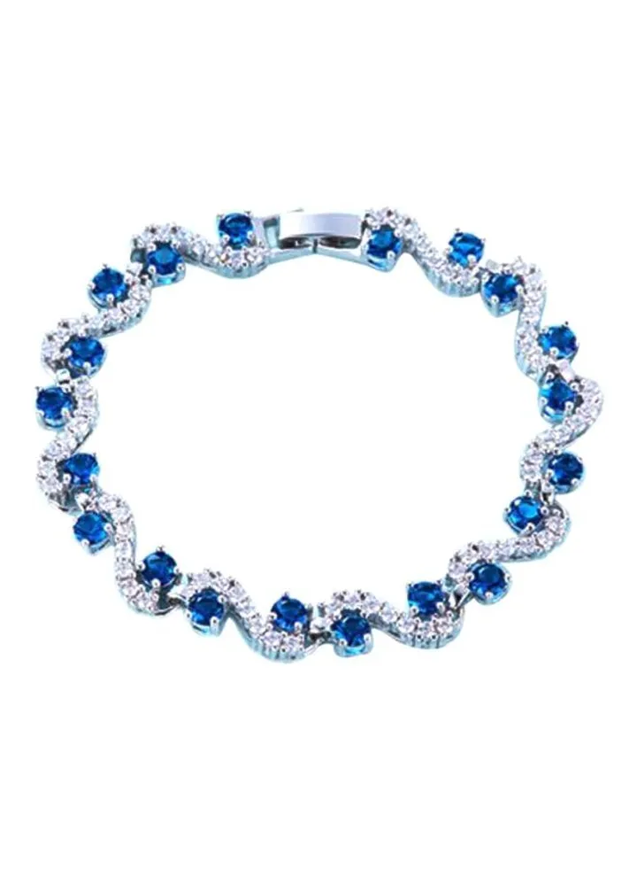 Silver Bracelet With Zircon And Crystal
