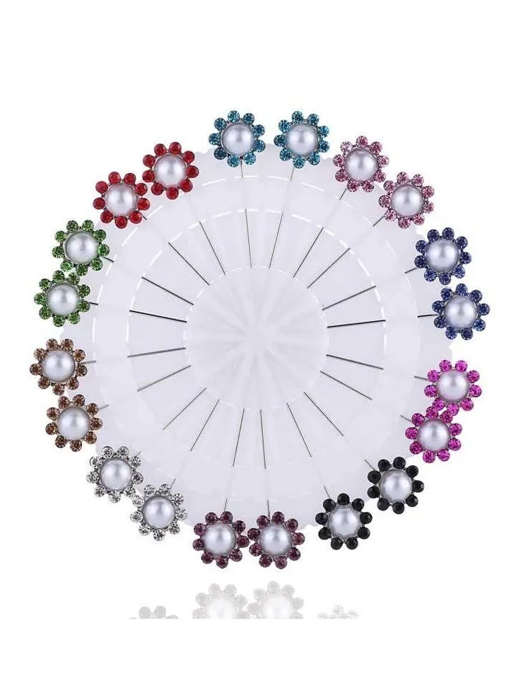 fashion hijab pins with 20pcs colorful flower