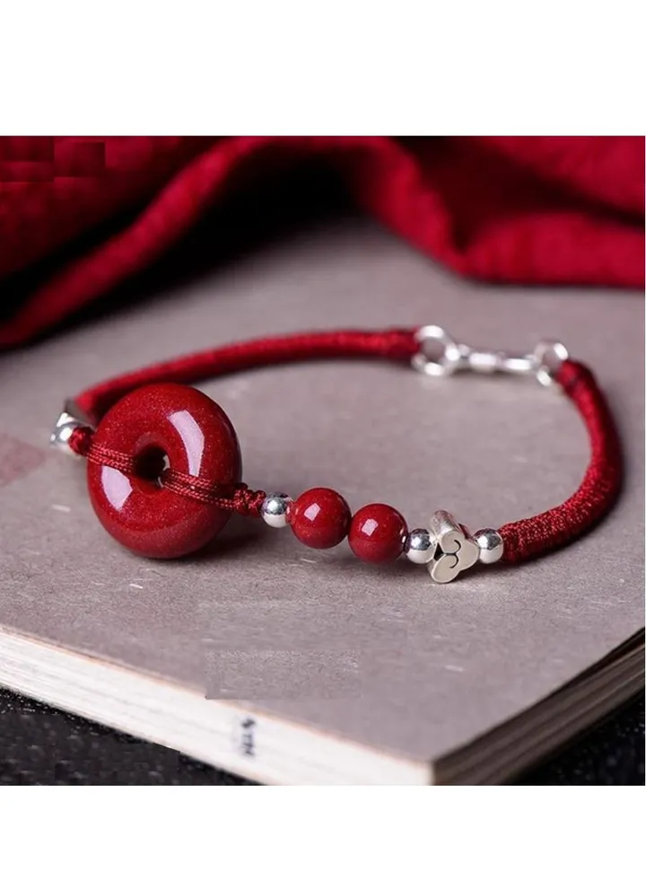 Natural cinnabar stone bracelet, soft bracelet of precious stone - 19 cm