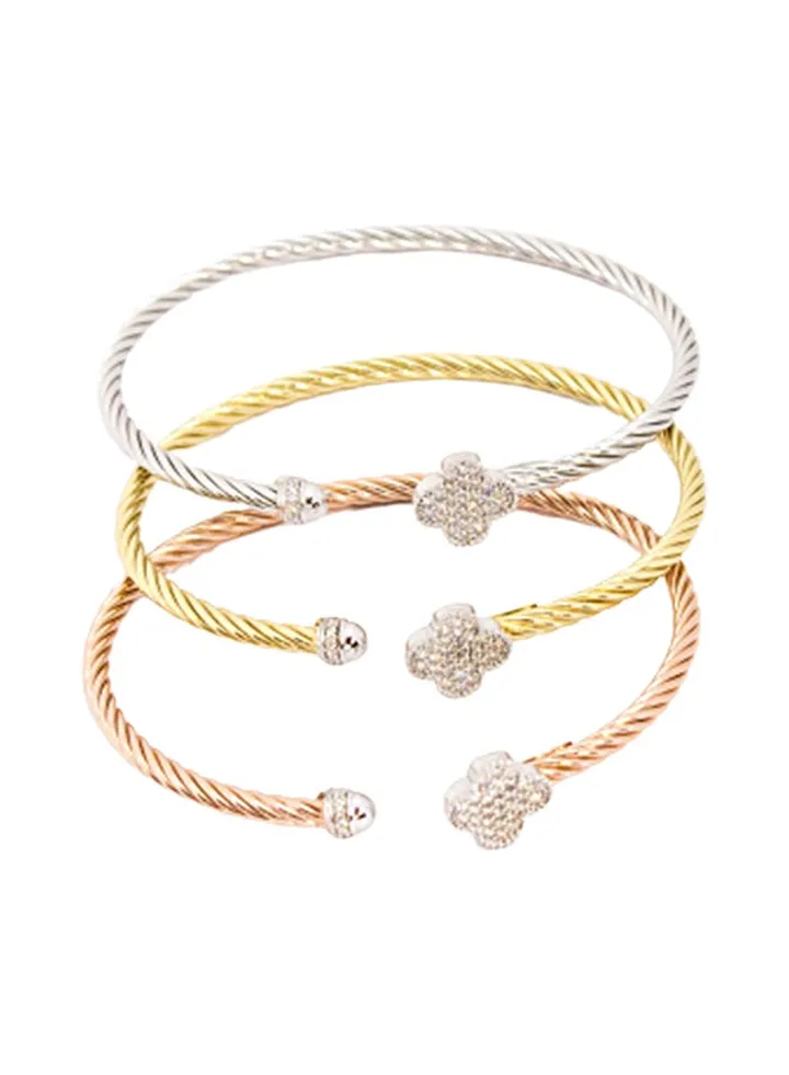 3-Piece Pure 925 Sterling Silver Ladylike Bangle