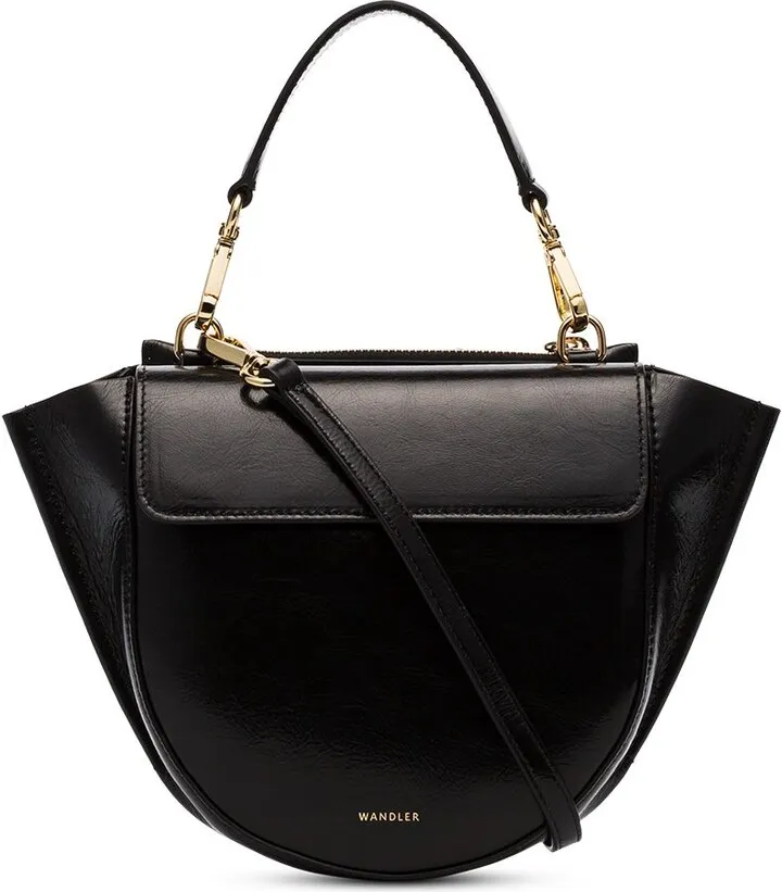 Black Hortensia Mini lamb skin shoulder bag