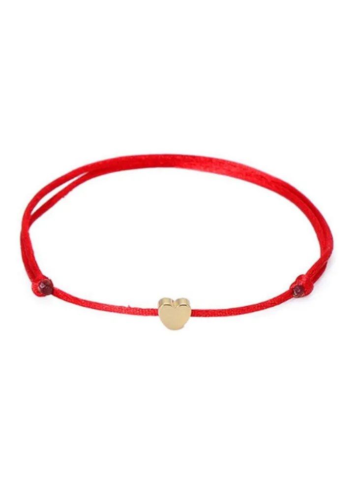 Romantic Heart Charm Lucky Rope Knotted Bracelet