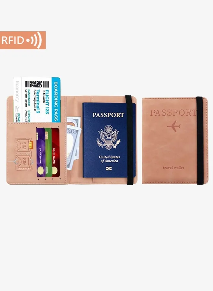 Leather Passport Covers,Travel Wallet,Passport Holder (Pink)