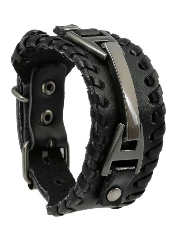 Punk Faux Leather Wide Cuff Wristband Bracelet