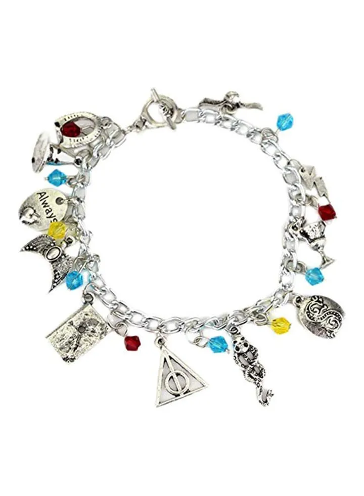 Faux Gemstone Bead Pendant Chain Bracelet