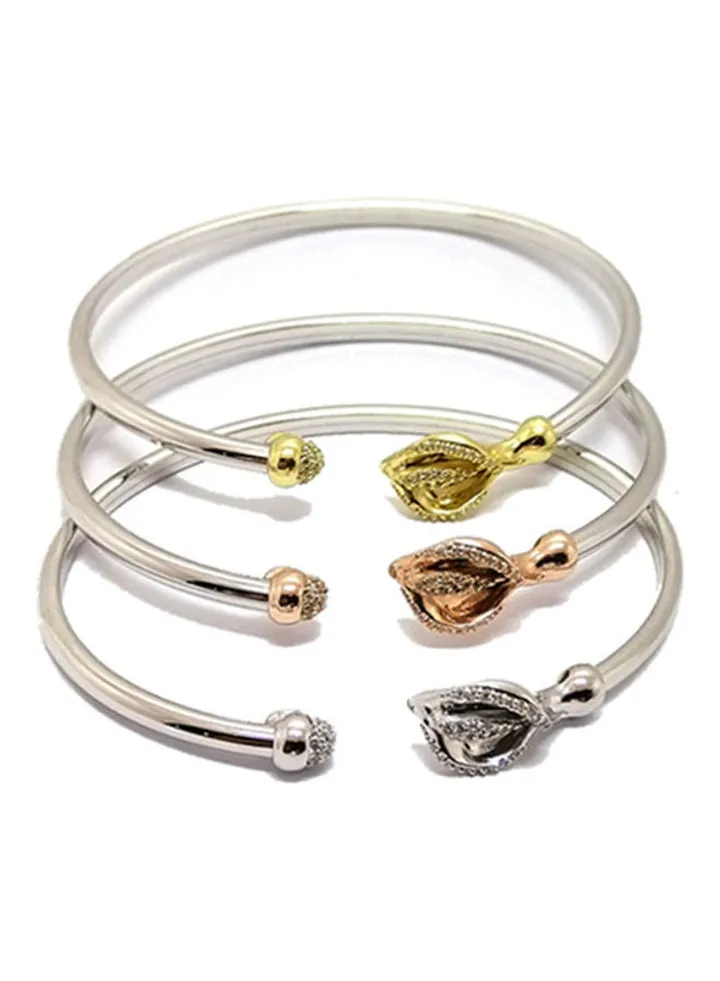 3-Piece 925 Sterling Silver Cuff Bracelet Set