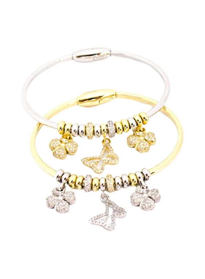 2-Piece Pure 925 Sterling Silver Trendy Design Bangle