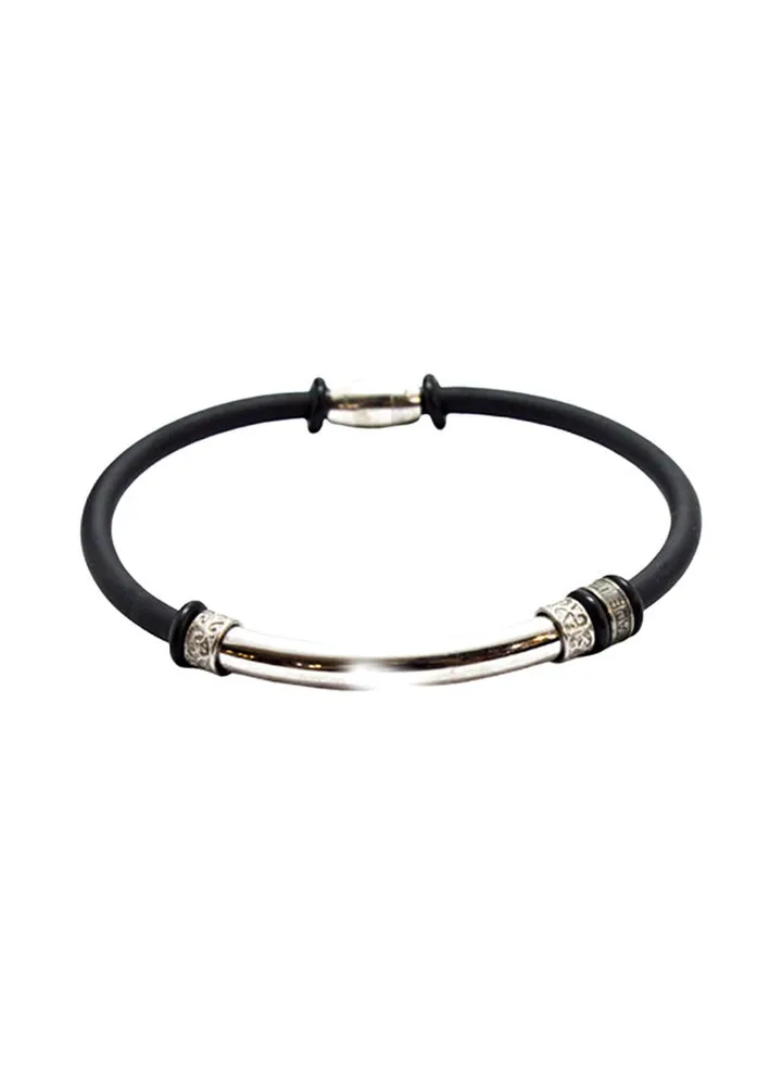 Pure 925 Sterling Silver Rubber Bracelet