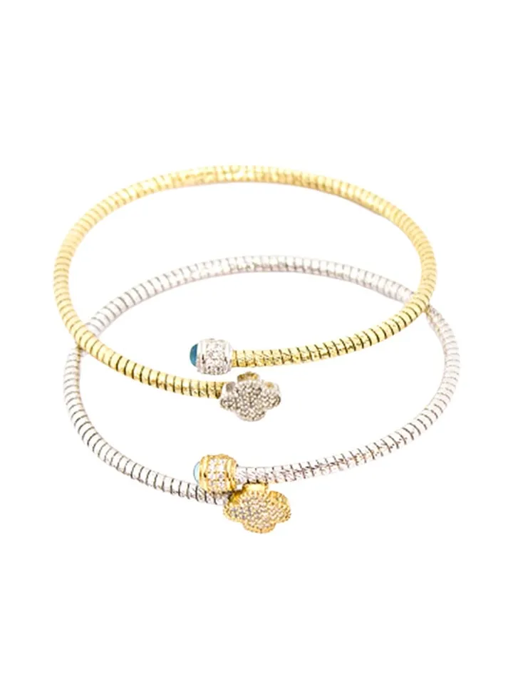 2-Piece Pure 925 Sterling Silver Top Fashion Bangle