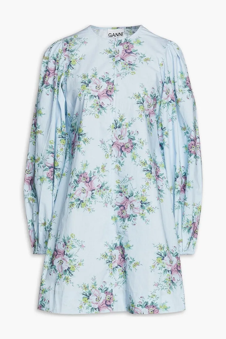 Floral-print organic cotton-poplin mini dress