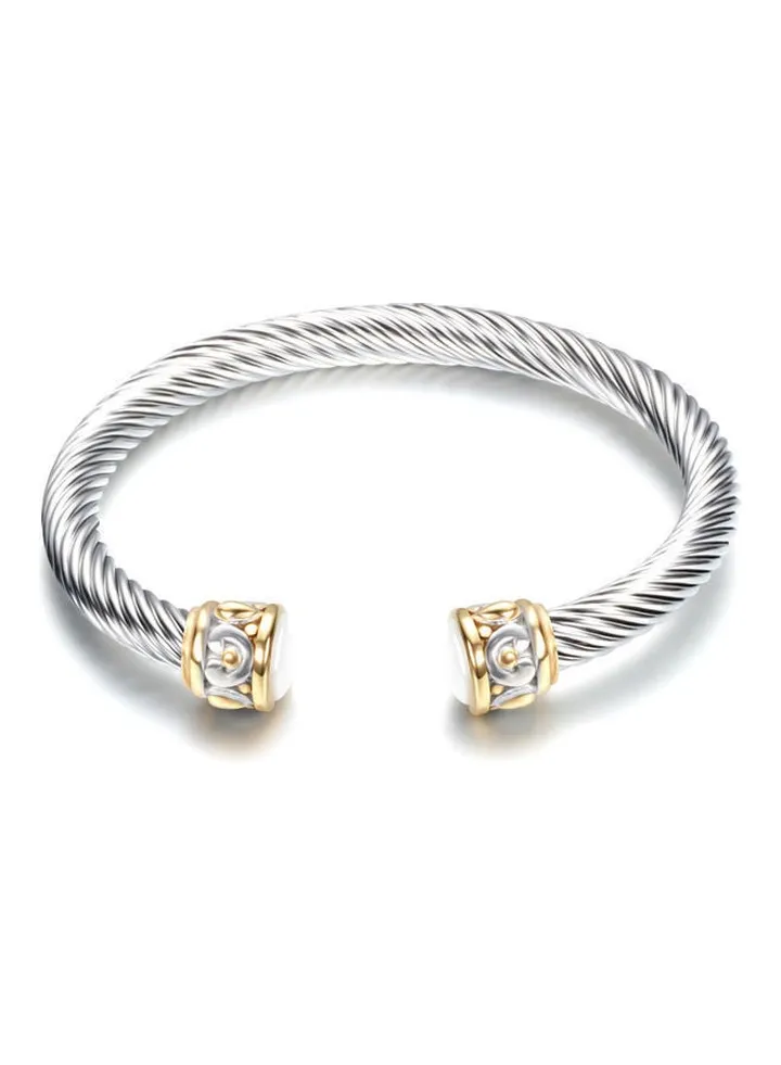 Vintage Semi Rhinestone Alloy Wristband Bracelet