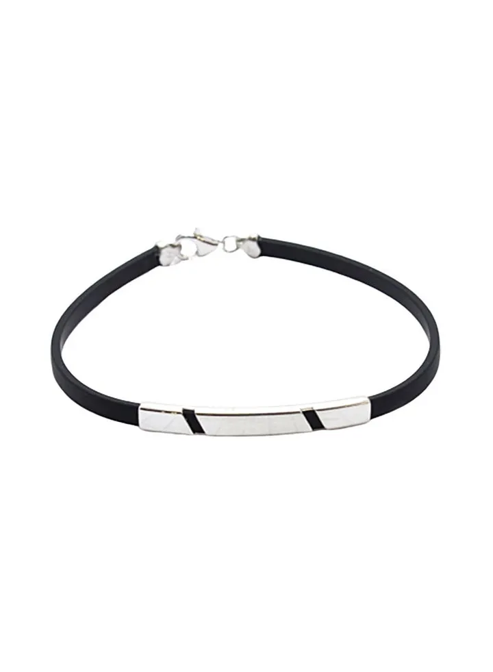 Pure 925 Sterling Silver Rubber Bracelet