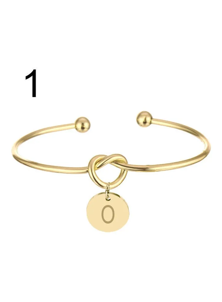 Chic Knotted Heart Bangle Letter O Carved Bracelet