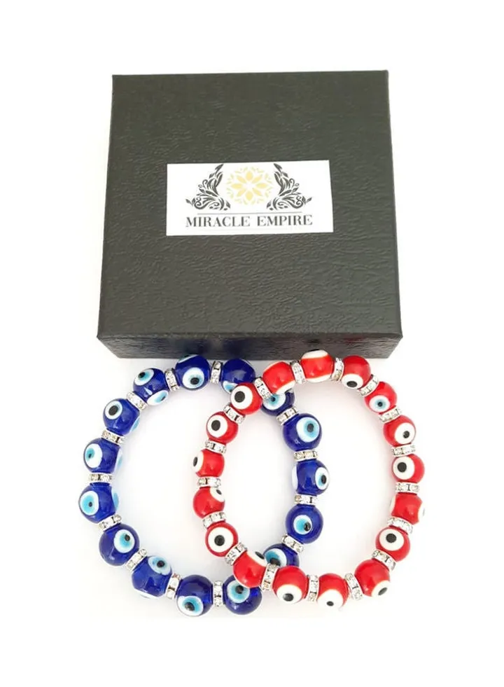 2-Piece Evil Eye Pattern Bracelet Set