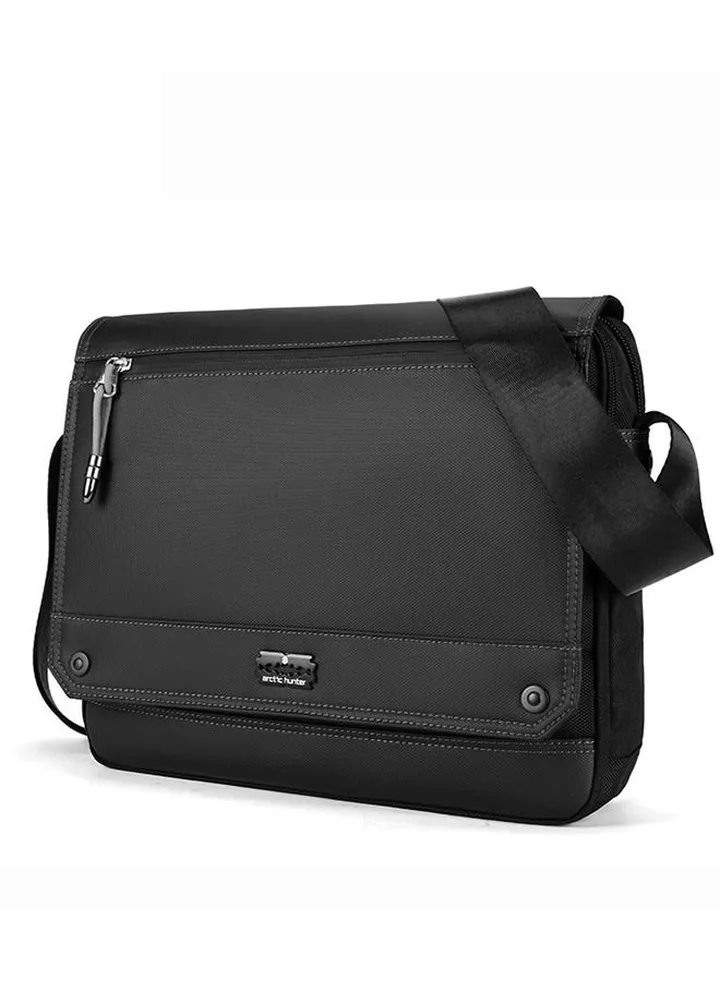 K00093 9.7-Inch Casual Business Waterproof Shoulder Slim Crossbody Bag - Black