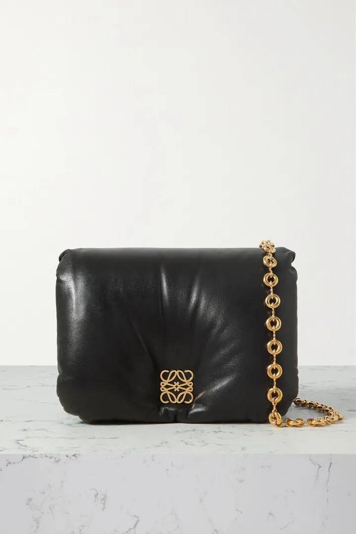 Loewe - Puffer Goya Padded Leather Down Shoulder Bag - Black