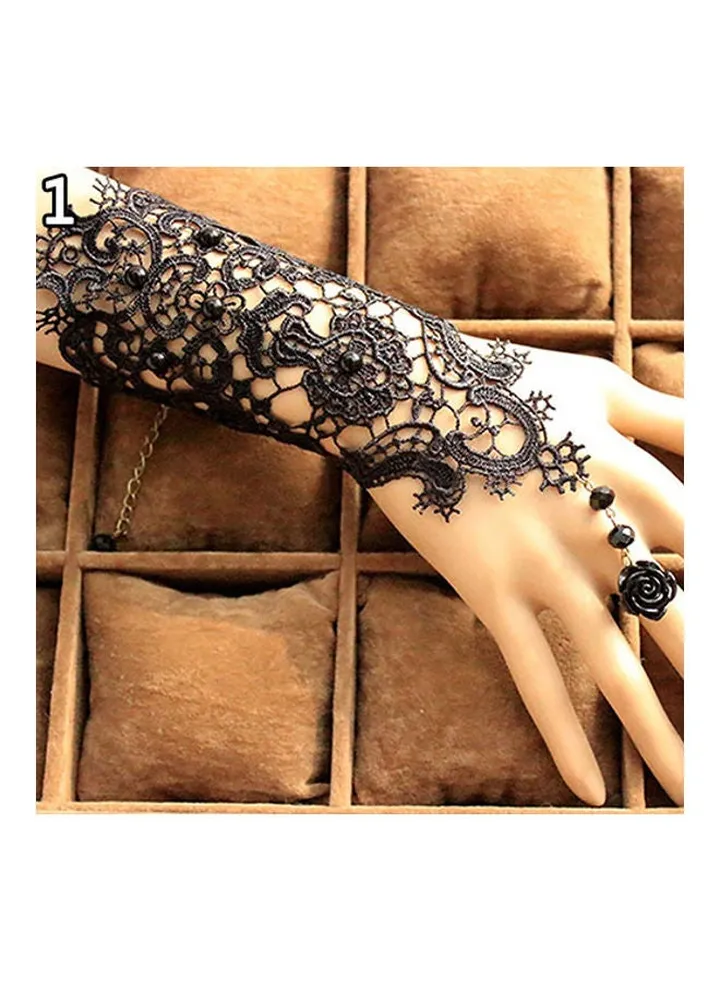 Vintage Exquisite Faux Pearl Lace Bracelet with Ring