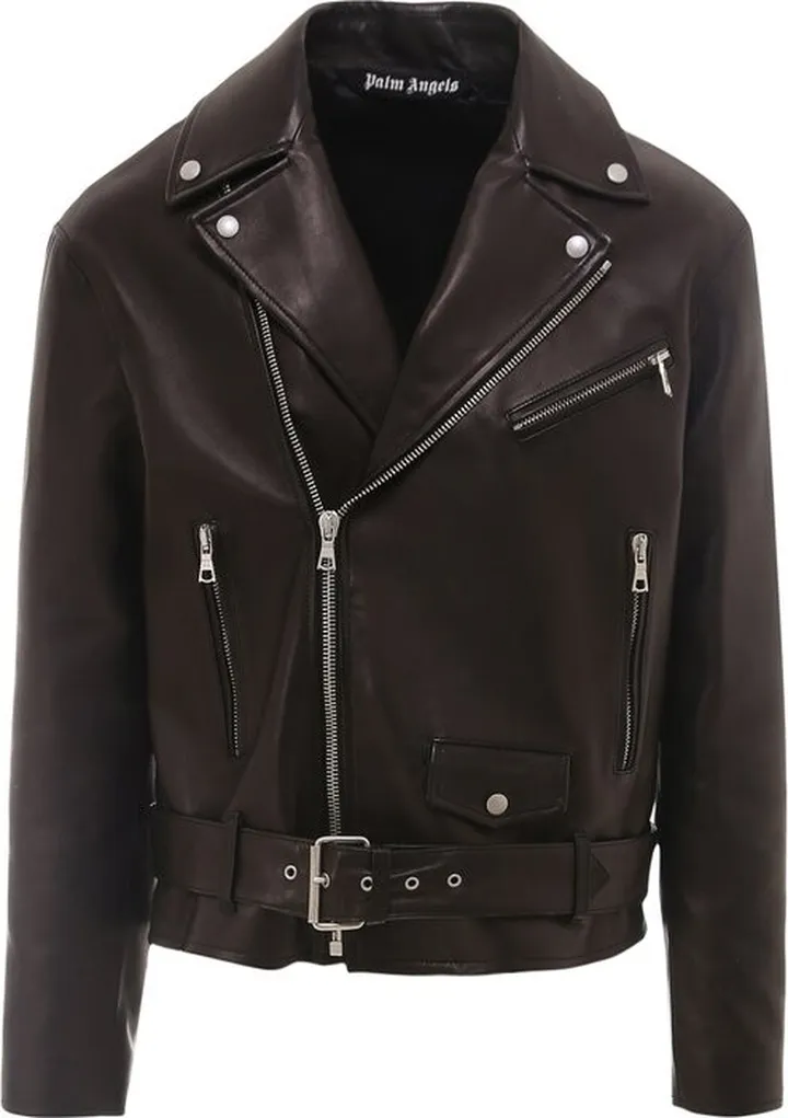 Palm Angels Leather Biker Jacket