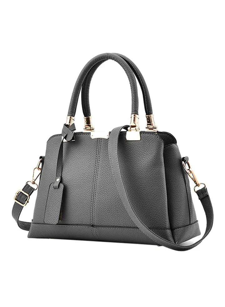 Leather Shoulder Bag Grey