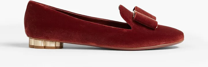 Sarno bow-embellished velvet loafers