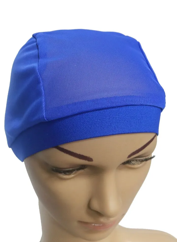Women's Solid Color Stretch Net Hijab Inner Cap Dark Blue