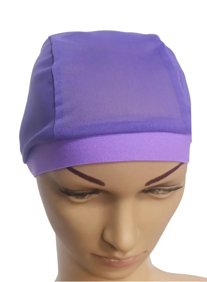 Women's Solid Color Stretch Net Hijab Inner Cap Purple