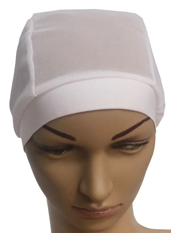 Women's Solid Color Stretch Net Hijab Inner Cap White