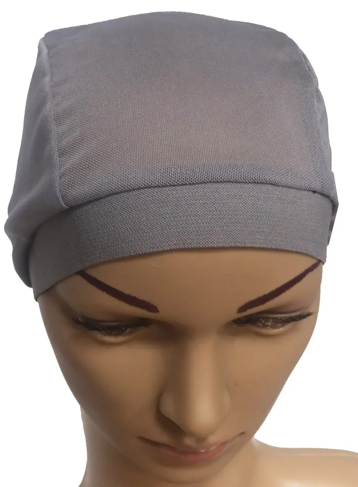 Women's Solid Color Stretch Net Hijab Inner Cap Grey
