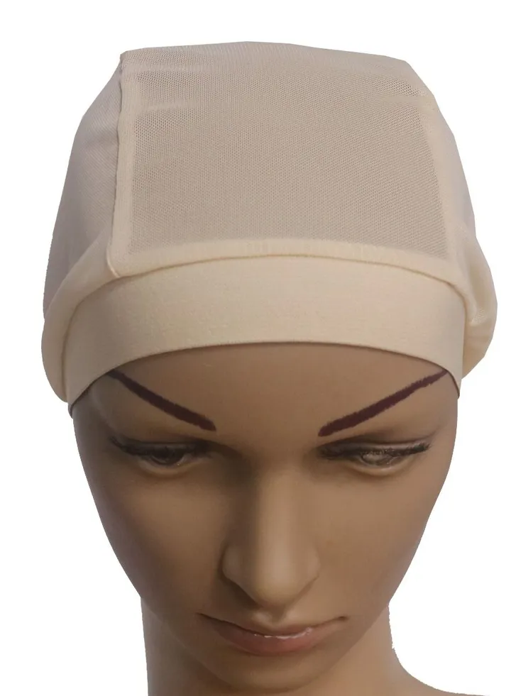 Women's Solid Color Stretch Net Hijab Inner Cap Beige
