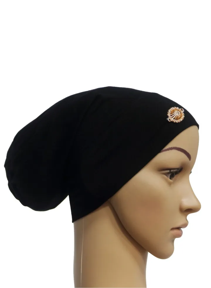 Women's Solid Color Stretch Inner Tube Hijab Black
