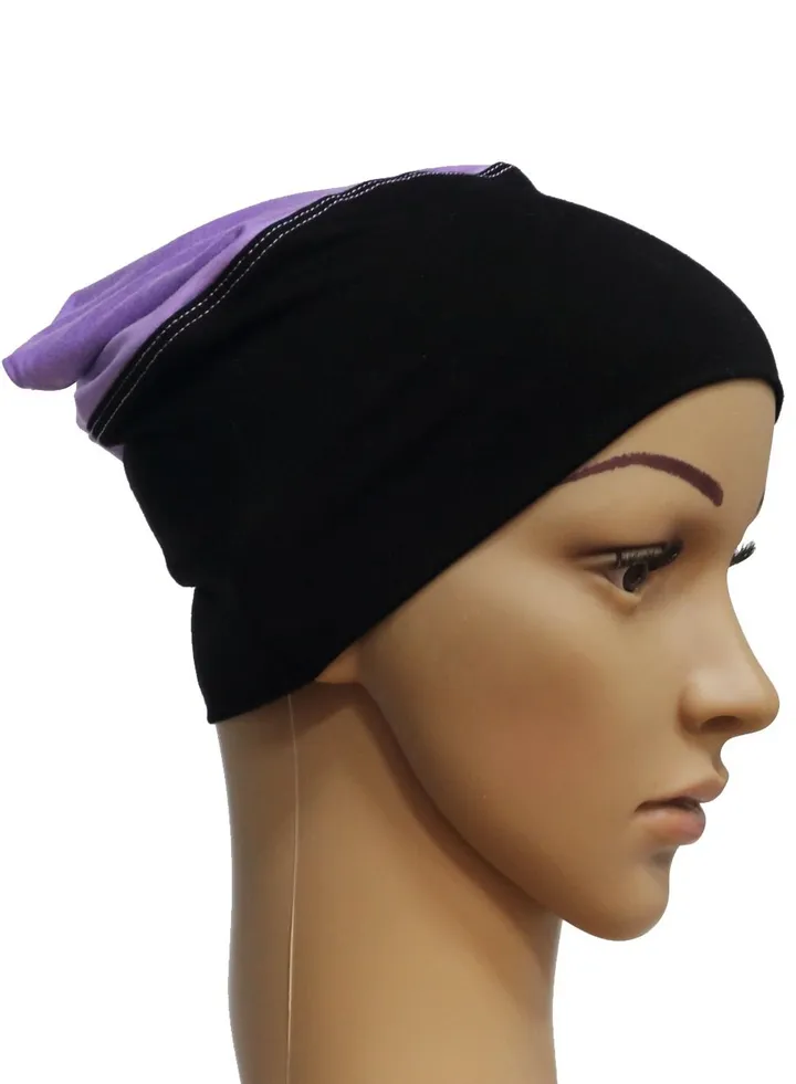 Women's Stretch Inner Tube Hijab Black/Purple