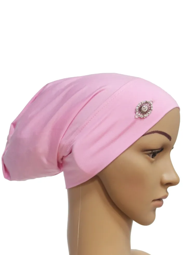 Women's Solid Color Stretch Inner Tube Hijab Pink