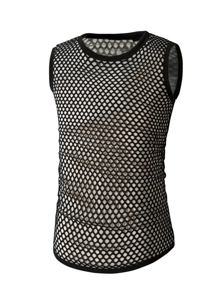 Openwork Mesh Breathable Vest Black/Beige