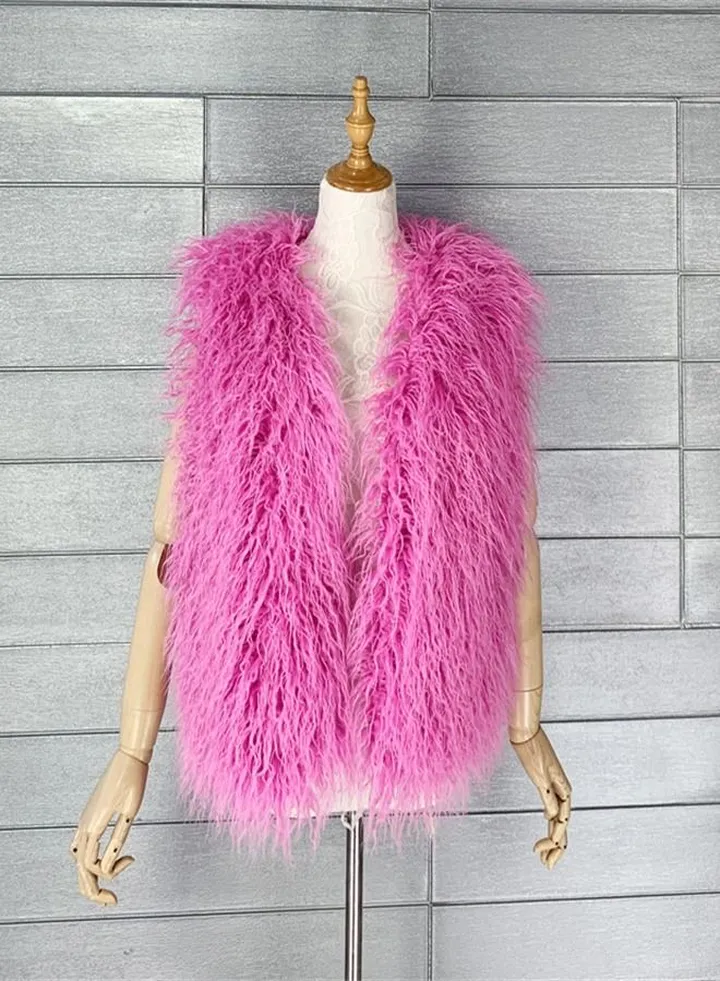 Women's Warm Faux Fur Vest Pink