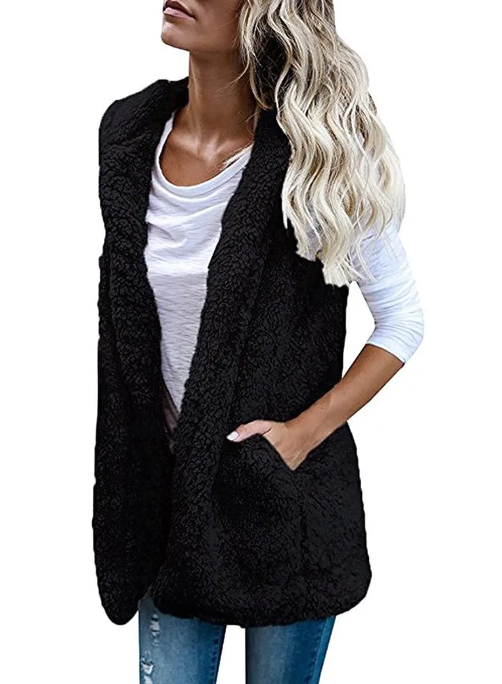 Casual Hooded Sleeveless Vest LNP71124361 Black