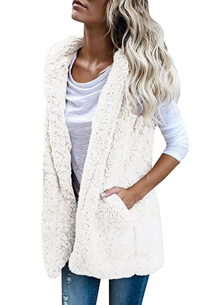 Casual Hooded Sleeveless Vest LNP71124361 White