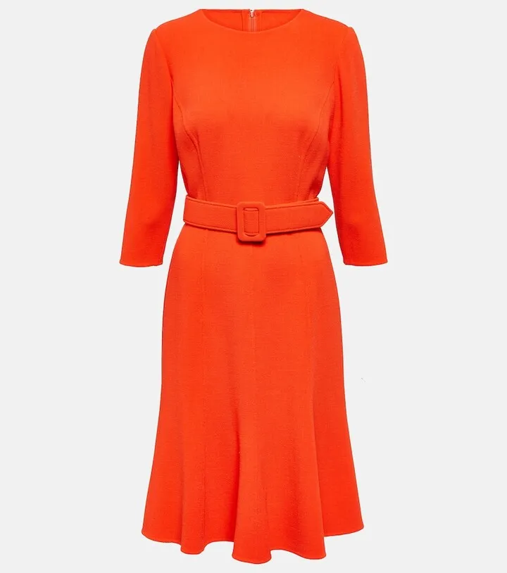 Embellished wool-blend midi dress
